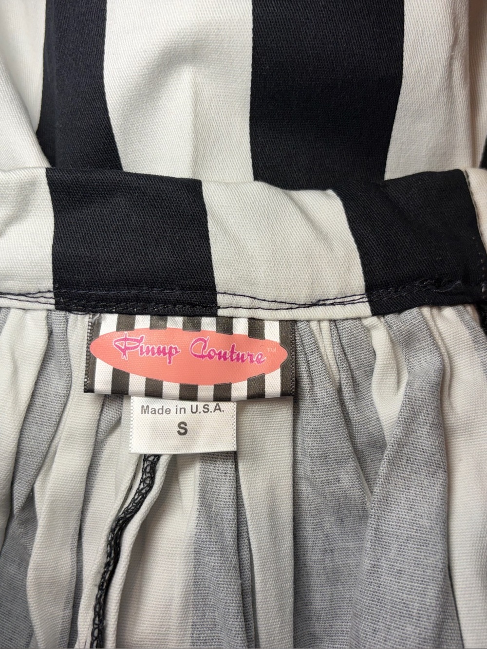 Pinup Couture Black & White Striped “Beetlejuice” Jenny swing Skirt Size S NWOT - Picture 6 of 7